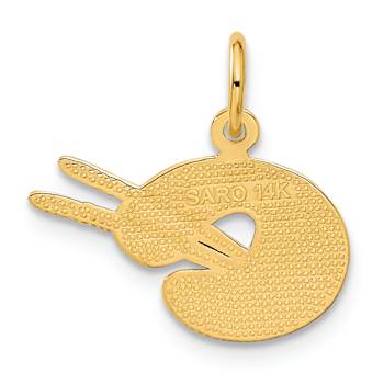 14k Yellow Gold Textured and Diamond-Cut Artist Palette Pendant