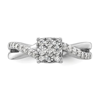 Rhodium Over 14K White Gold Lab Grown Diamond VS/SI GH, Cluster Ring 0.511ctw