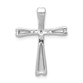 Rhodium Over 14K White Gold 1/6ct. 5-Stone Diamond Cross Chain Slide