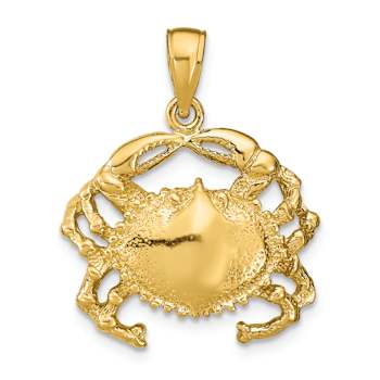14k Yellow Gold Textured Crab Pendant