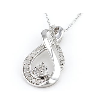 White Diamond Rhodium Over Sterling Silver Pendant With Chain 0.25ctw