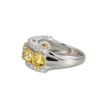 Yellow And White Cubic Zirconia Platinum Over Sterling Silver Ring 7.86ctw