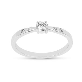 Rhodium Over Sterling Silver Lab Grown Diamond Solitaire Ring