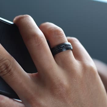 TALON Black Titanium Ring with Black Sapphires 8mm