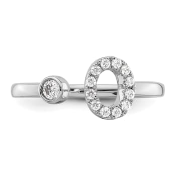 Rhodium Over 14K White Gold Lab Grown Diamond VS/SI GH, Initial O
Adjustable Ring