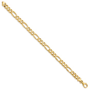 10k Yellow Gold 7mm Hand-Polished Figaro Link Bracelet