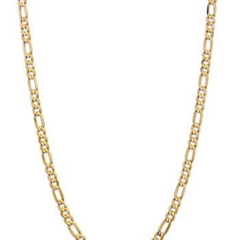 14k Yellow Gold 6mm Solid Concave Open Figaro 24 Inch Chain