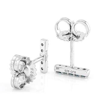 Blue Lab-Grown Diamond Stud Earrings In Sterling Silver