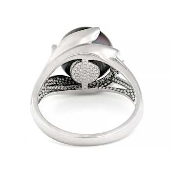 Tahitian Pearl And Topaz Ring In Sterling Silver