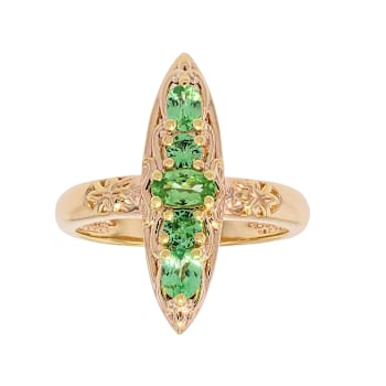 Mint Tsavorite Open Design Ring In 18K Gold Over Sterling Silver 0.77ctw