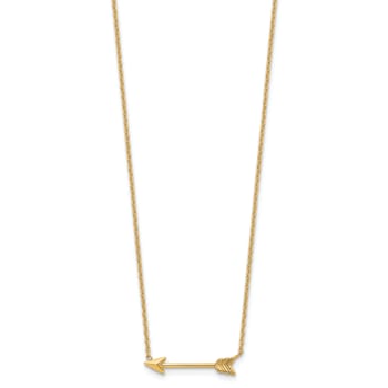 14K Yellow Gold Polished Arrow 17-inch Necklace