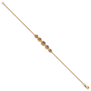 14k Yellow Gold Marquise Amethyst Bracelet