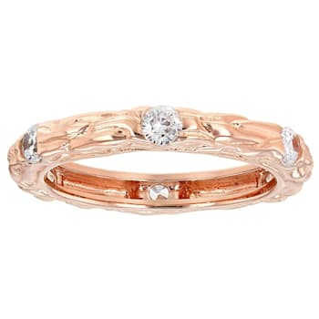White Cubic Zirconia 18k Rose Gold Over Sterling Silver Eternity Band
Ring 1.05ctw