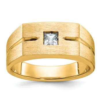 10K Yellow Gold Men's Polished and Satin Diamond Ring 0.25ct