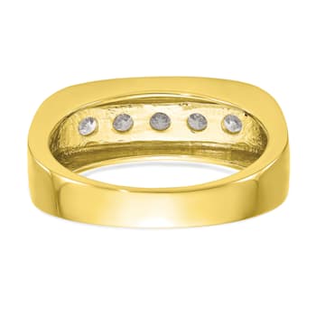 10K Yellow Gold Lab Grown Diamond SI1/SI2, G H I, 5-Stone Men's Channel Band