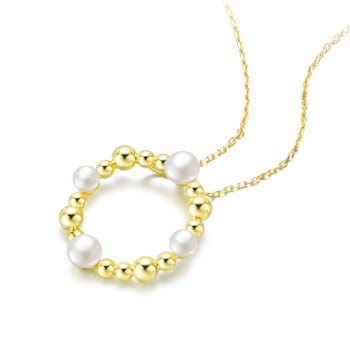 Circular Freshwater Pearl Pendant Necklace In 14K Gold Over Sterling Silver
