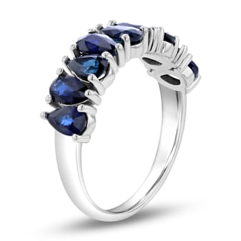 Pear Shaped Sapphire 14k White Gold Band Ring 2.05ctw