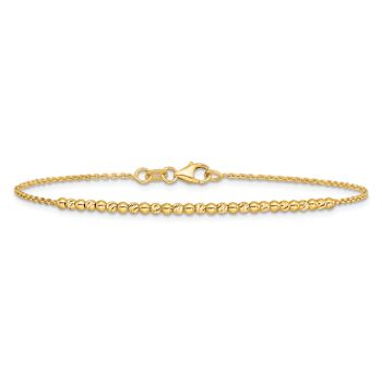 10k Yellow Gold 2mm Diamond-Cut Beaded Link Bracelet