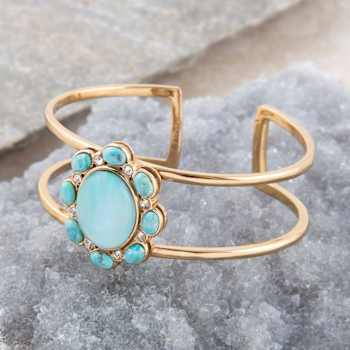 Barse Jewelry Aurora Blue Opal Golden Cuff Bracelet