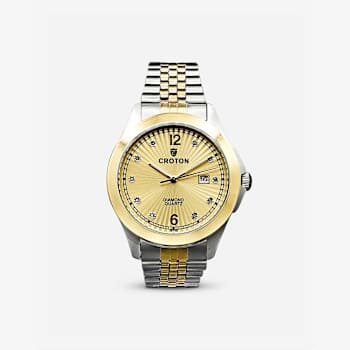 Croton Decider Yellow Stainless Steel Watch with Yellow Dial and Diamond Markers