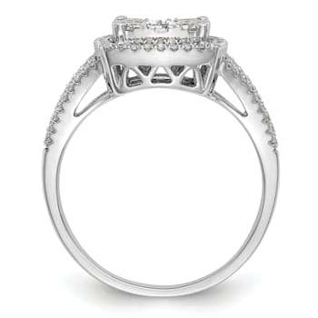 Rhodium Over 14K White Gold Lab Grown Diamond Cluster Engagement Ring 0.995ctw