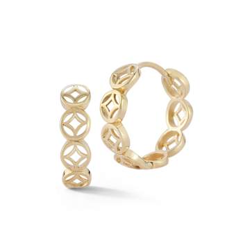 Bellissima Gold 14K Yellow Gold Open Work Huggie Hoop Earrings