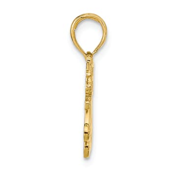 14k Yellow Gold Polished and Textured Mom with Heart and Angels Pendant