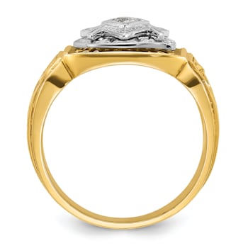 10K Two-tone Yellow and White Gold Men's Enameled and Diamond Blue Lodge
Masonic Ring 0.15ctw