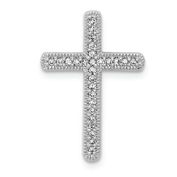 Rhodium Over 14k White Gold Diamond Cross Chain Slide Pendant