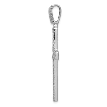 Rhodium Over 14K White Gold 1 1/10ct. Diamond Latin Cross Pendant