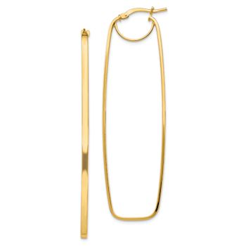 14k Yellow Gold 2 9/16" Polished Rectangle Hoop Earrings