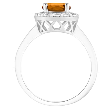 7mm Round Citrine And White Topaz Accents Rhodium Over Sterling Silver
Halo Ring
