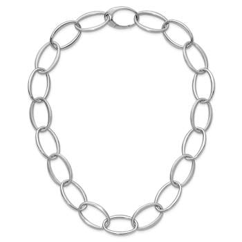 Rhodium Over Sterling Silver 18mm Oval Link 20 inch Necklace