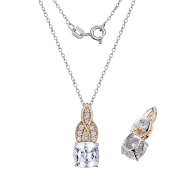 White Lab Created Sapphire Sterling Silver Pendant With Chain