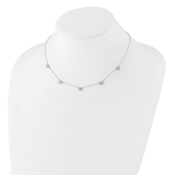 Rhodium Over Sterling Silver with Cubic Zirconia Hearts 16-inch with
2-inch Extension Necklace