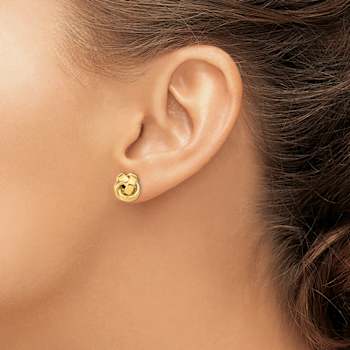 14k Yellow Gold Polished 12mm Love Knot Stud Earrings