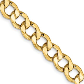 14k Yellow Gold 7mm Curb Link 22 Inch Chain