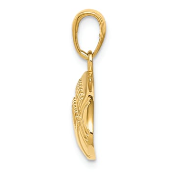 14k Yellow Gold Polished and Textured Medium Football Charm