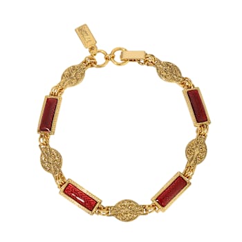 Gold Tone Enamel Link Bracelet