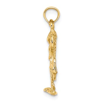 10K Yellow Gold 3D Textured Flamingo Charm