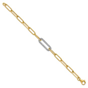 14K Yellow Gold with White Rhodium Diamond Paper Clip Link 7.5-inch
Bracelet 0.33ctw