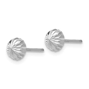 Rhodium Over 14k White Gold Polished and Diamond-Cut 5mm Half Ball Stud Earrings