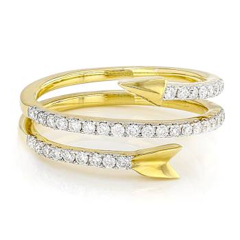 Lab-Grown Diamond Arrow Bypass Ring In 14K Gold Over Sterling Silver 0.35ctw