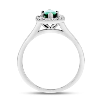 Emerald and Diamond Ring in 14k White Gold 1.37ctw
