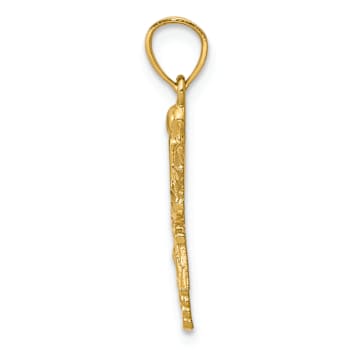 14k Yellow Gold Diamond-Cut and Textured RN Pendant