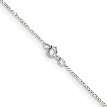 Rhodium Over 14k White Gold 0.5mm Solid Curb 18 Inch Chain