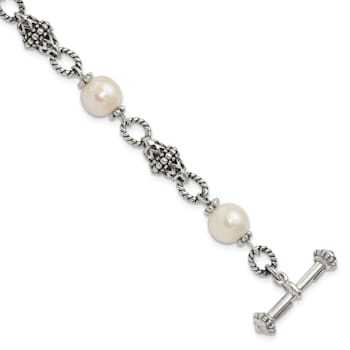 Sterling Silver Oxidized Freshwater Cultured Pearl Bracelet
