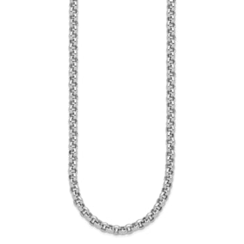 Rhodium Over 14k White Gold 18-inch 5mm Polished Fancy Rolo Link Necklace