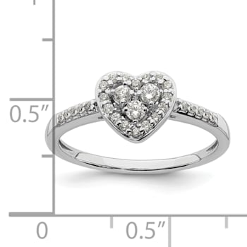 Rhodium Over 10K White Gold Lab Grown Diamond Cluster Heart Engagement
Ring 0.266ctw