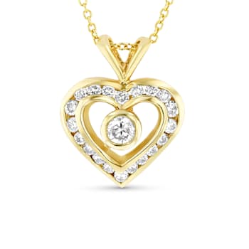 0.60ctw Diamond Heart Pendant with chain in 14k Yellow Gold